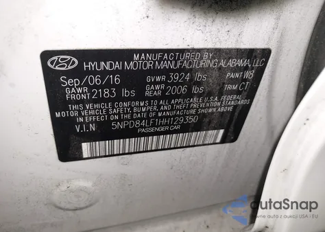 2017 Hyundai Elantra Limited z USA, uszkodzony, nr VIN 5NPD84LF1HH129350